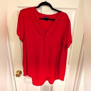 Torrid Red Relaxed Short Sleeve Blouse